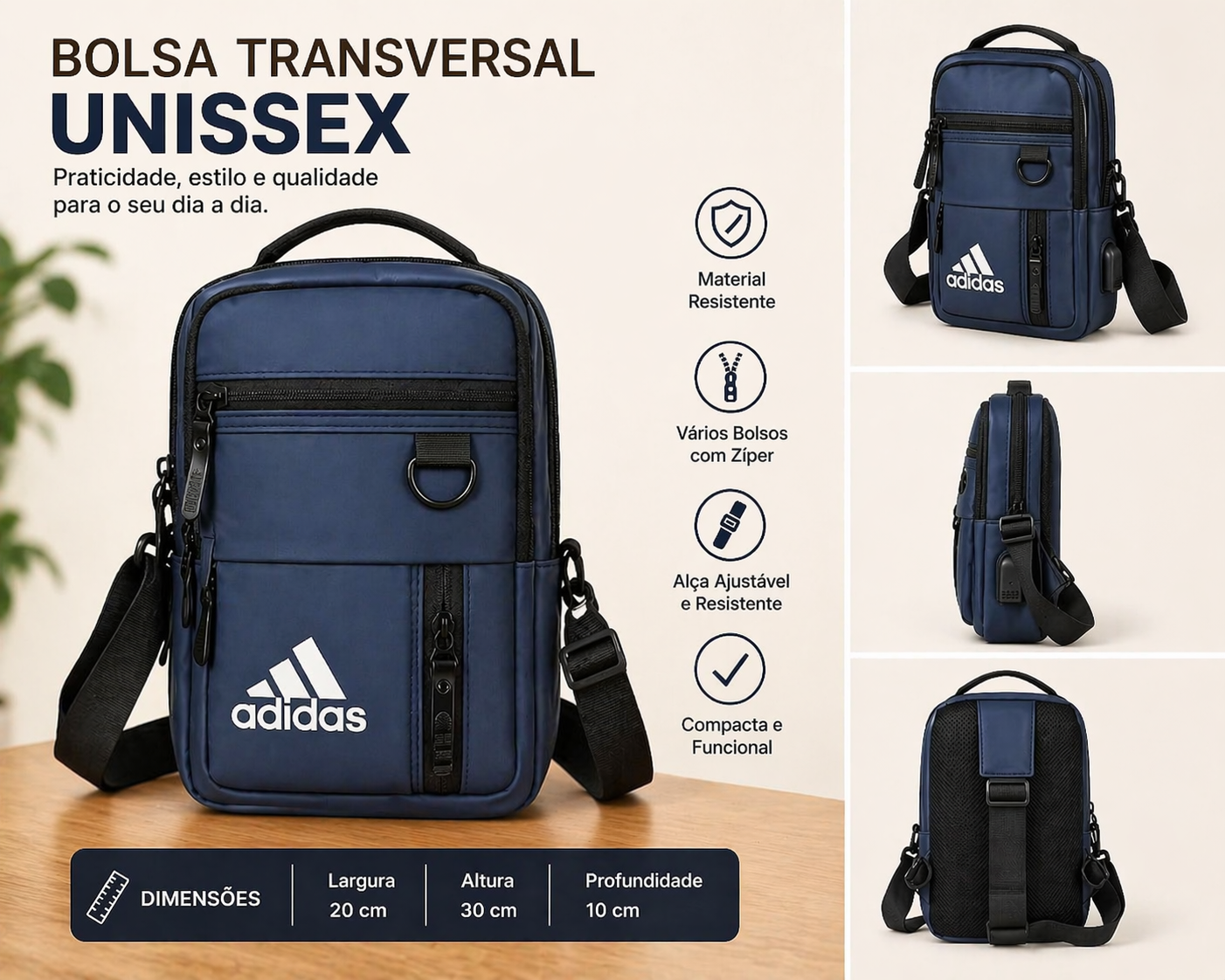 Mochila  Ombro Transversal Peito Impermeável