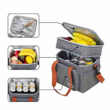 Carregar imagem no visualizador da galeria, Bolsa Térmica Cooler Grande 2 Divisorias | 2 Alças - Transversal e de Mão
